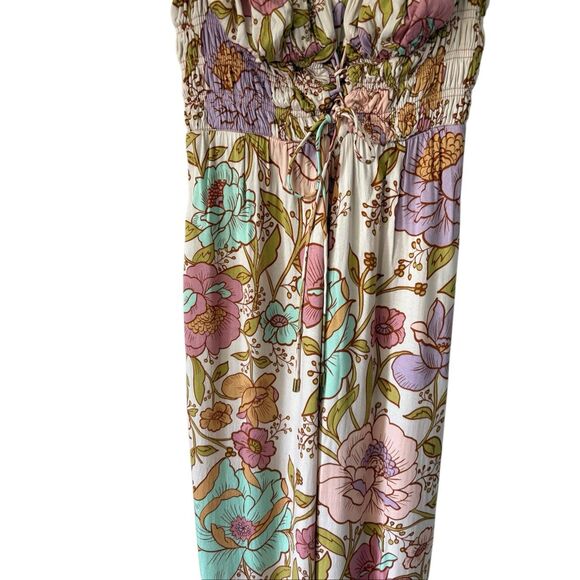 Free People Rolling Hills Jumpsuit in Tea Combo size M Floral Multicolor - Picture 9 of 10
